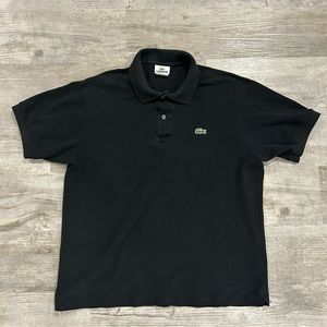 Mens Lacoste Black Button Up Short Sleeve Polo Size 5 Large Pre-Owned